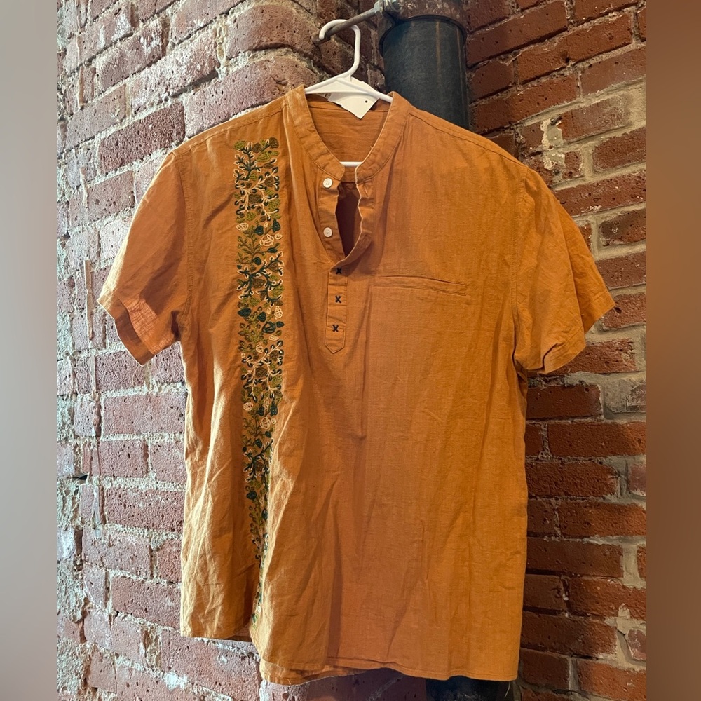Orange short sleeve button up
